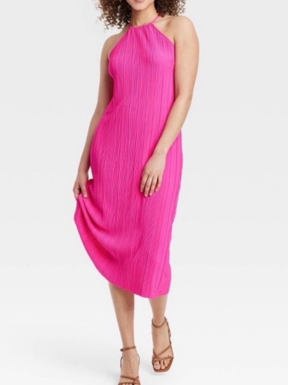 a new day Fuchsia Halter Ribbed Maxi Dress